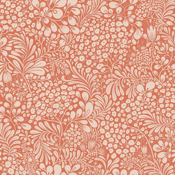 Matte Red and Beige Floral Block Print Gift Wrap Paper Sheet