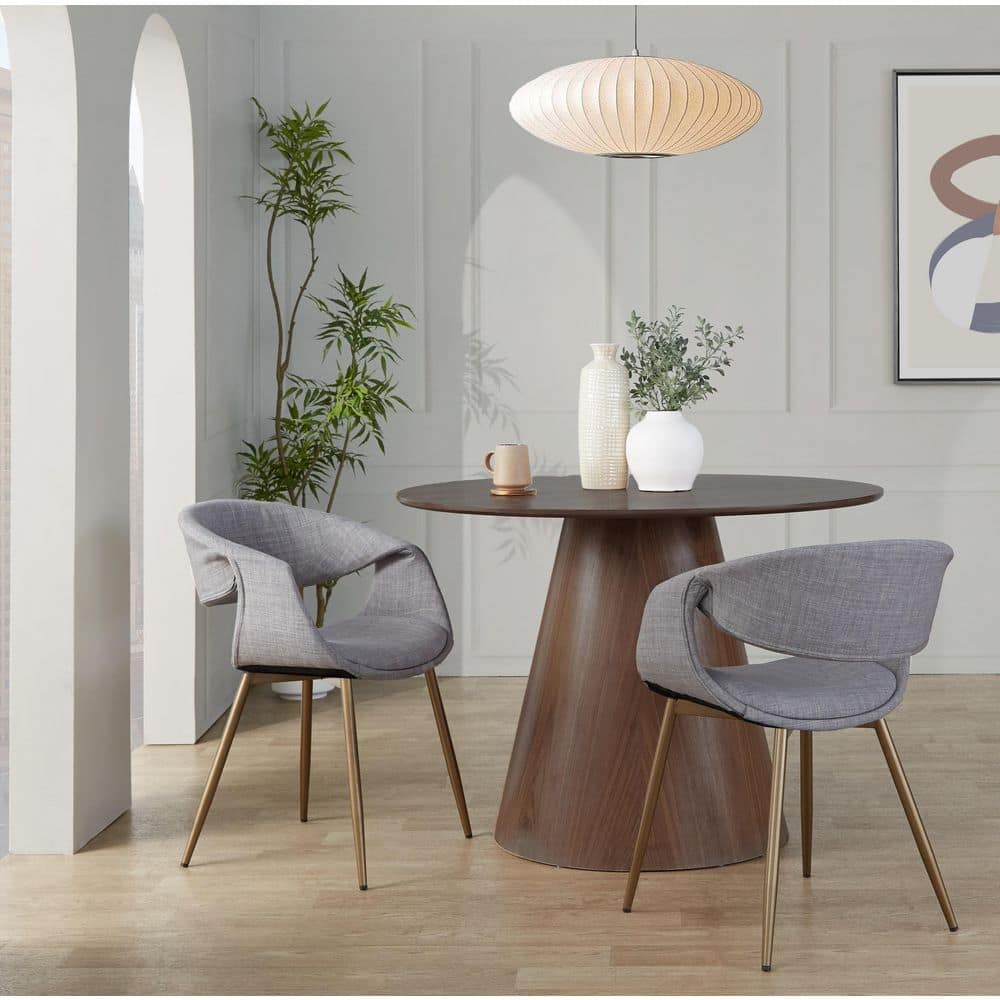 Curvo Antique Copper Metal and Grey Fabric Upholstered Chair (Set of 2) price history on PriceWatchPro