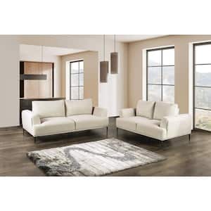 Orlandi 81 in. Flared Arm Chenille Rectangle Sofa in White With Extendable Backrest