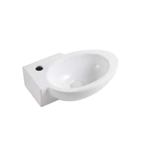 Right-Facing Oval Basin Vessel Sink in White