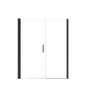 Manhattan 53 in. to 55 in. W in. x 68 in. H Pivot Frameless Shower Door with Clear Glass in Brushed Nickel
