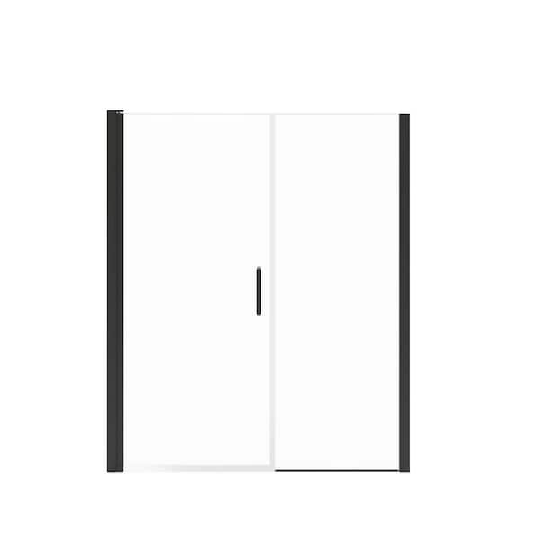 MAAX Manhattan 55 in. to 57 in. W x 68 in. H Pivot Frameless Shower Door with Clear Glass in Matte Black