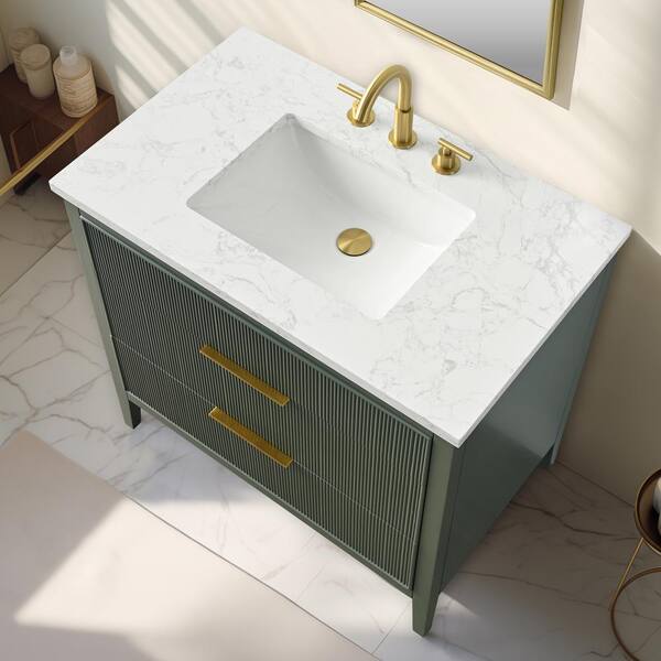 kamsk　オリーブ36 SUDIO Emma 36 in. W Bath Vanity in Vintage Green with