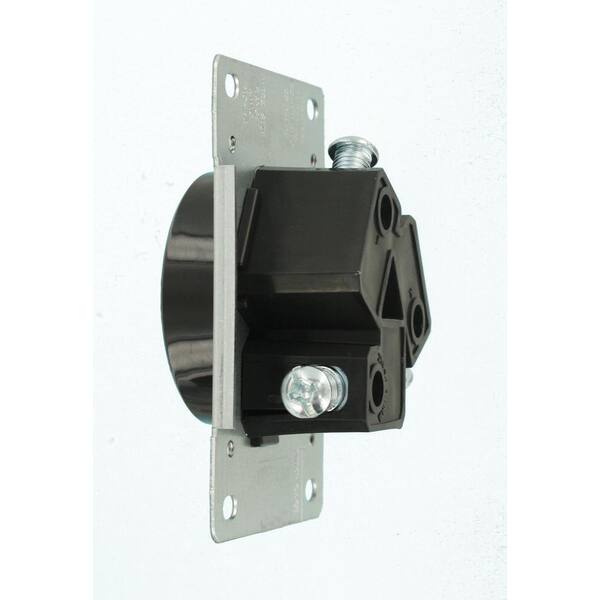 Leviton 50 Amp Flush Mount Shallow Single Outlet Black for sale online 