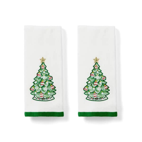 Lenox Advent Tree Kitchen Towels, Set of 2, White - 16"W x 26"L