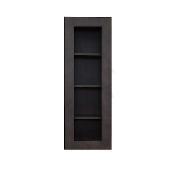 LIFEART CABINETRY Lancaster Shaker Assembled 12 in. x 42 in. x 12 in. Wall Mullion Door Cabinet with 1 Door 3 Shelves in Vintage Charcoal