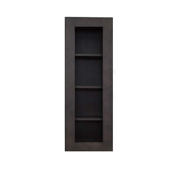 LIFEART CABINETRY Lancaster Shaker Assembled 21 in. x 42 in. x 12 in. Wall Mullion Door Cabinet with 1 Door 3 Shelves in Vintage Charcoal