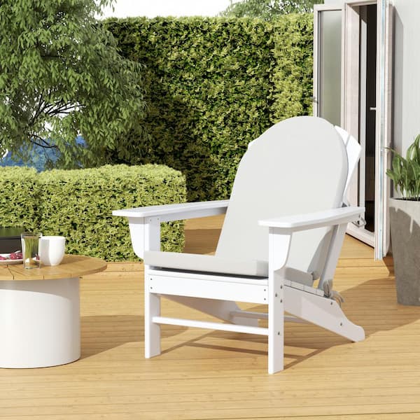 Addison 1 Piece 20.3 in. x 47 in. Beige Outdoor Patio Adirondack Chair Seat Pillow Cushion in White