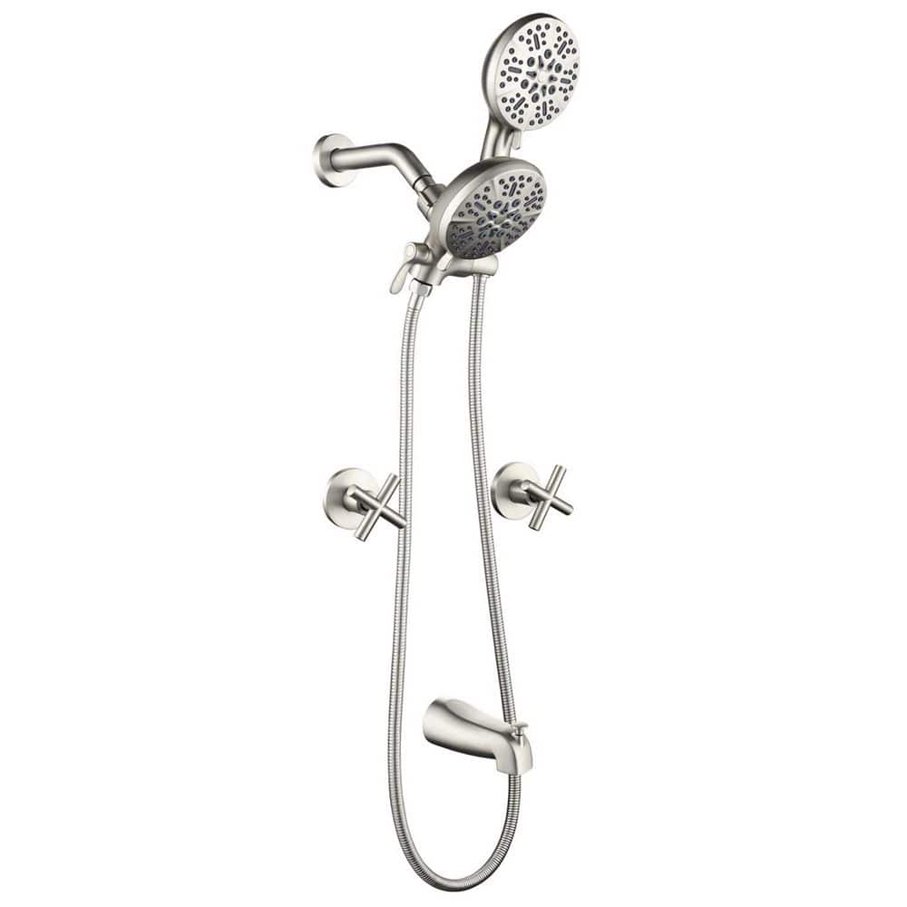 2 Handle 7-Spray Tub and Shower Faucet 1.8 GPM Wall Mount Shower System with Tub Spout Valve Included in Brushed Nickel price history on PriceWatchPro