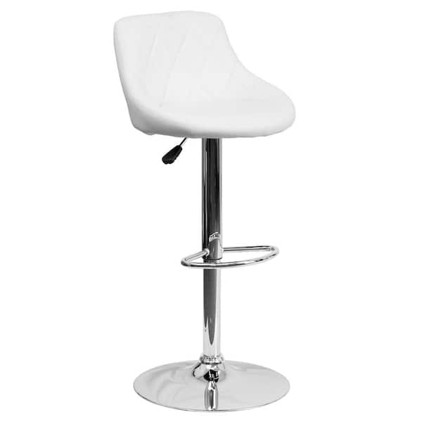 Flash Furniture 32 in. Adjustable Height White Cushioned Bar Stool