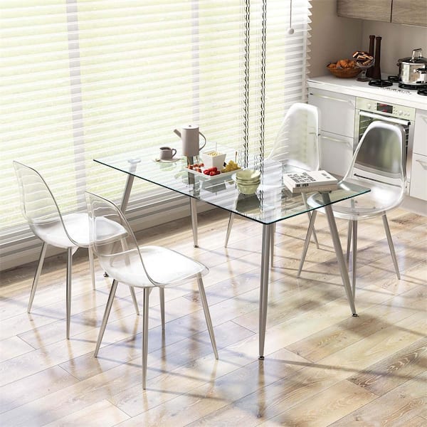 Costway Transparent Plastic Dining Chairs Set of 4 with