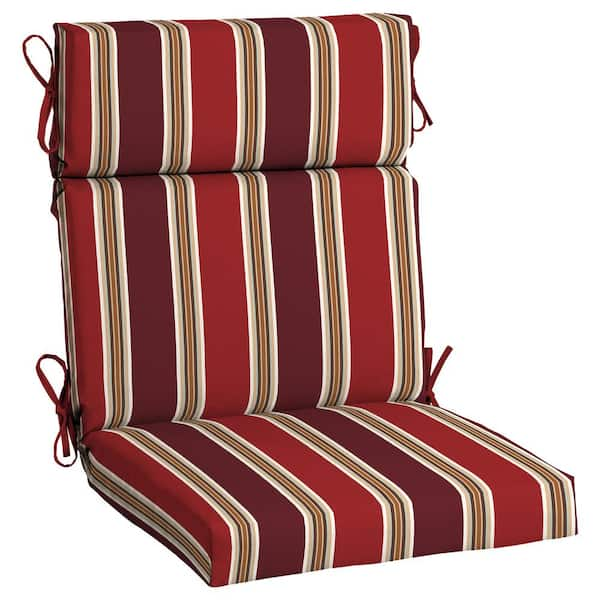 Hampton Bay 21.5 x 20 Outdoor Dining Chair Cushion in Olefin Chili Stripe TG12216B 9D6 The Home Depot