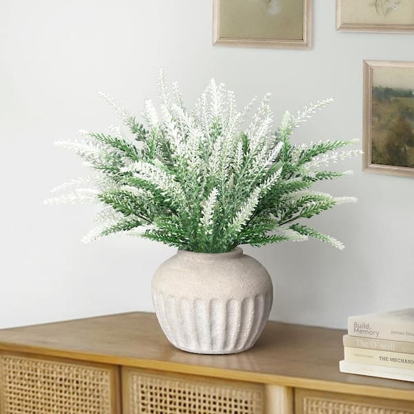 14.75 in. White Artificial Lavender Flower Stems Filler Bush Bouquet (Set of 6)