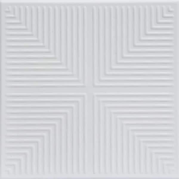 A La Maison Ceilings Pyramid Illusion UltraPure White-Satin (Behr) 1.6 ft. x 1.6 ft. Decorative Foam Glue Up Ceiling Tile (21.6 sq. ft./case)