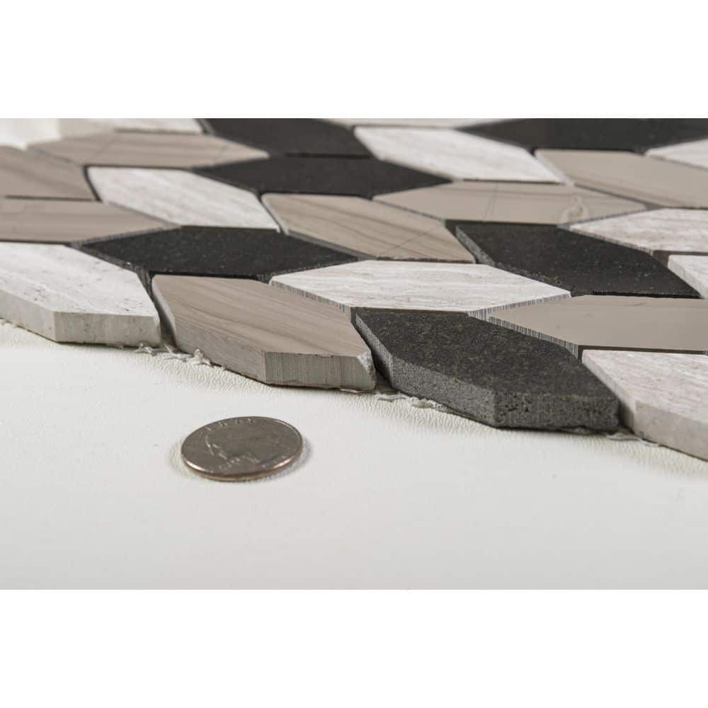 Hazelton Brown and Gray Natural Stone Hexagon Mosaic Tile