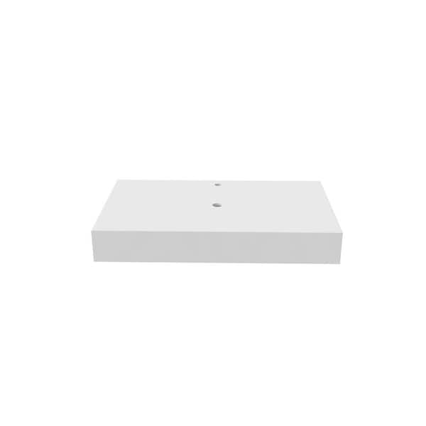 36 in. Rectangular Bathroom Countertop Shelf, Vanity Top in White Solid Surface