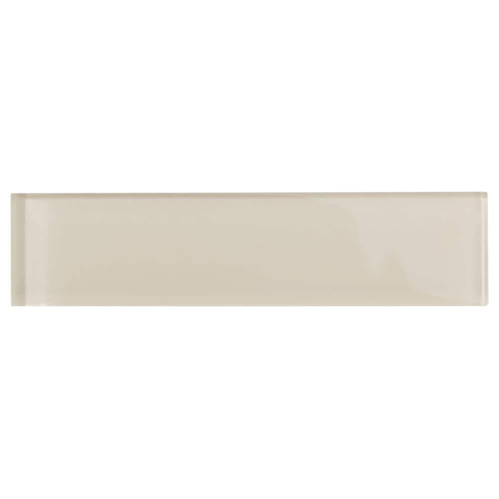 Beige 2" x 8" Polished Glass Subway Wall Tile