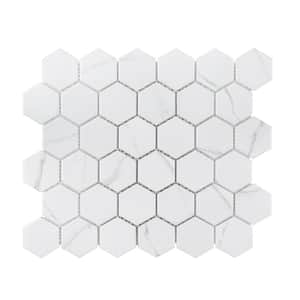 Whisper Valley White 11 in. x 12.625 in. Hexagon Matte Porcelain Wall and Floor Mosaic Tile (14.46 sq. ft./Case)