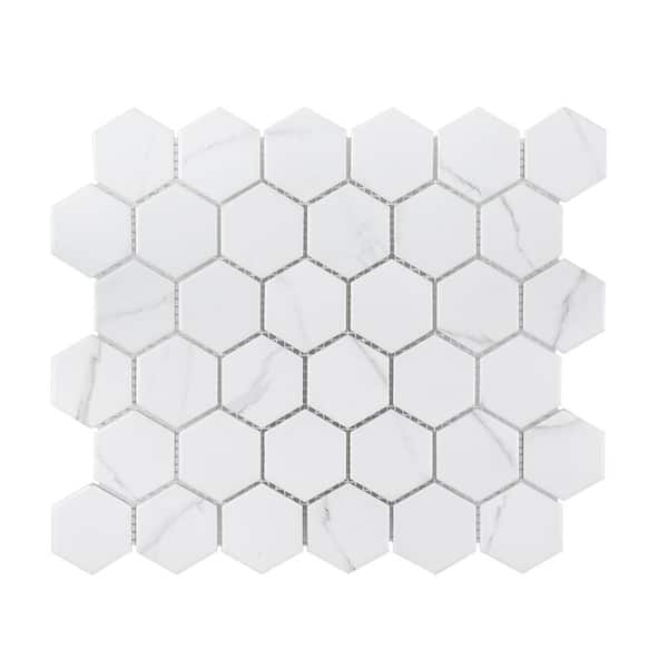 Jeffrey Court Whisper Valley White 11 in. x 12.625 in. Hexagon Matte Porcelain Wall and Floor Mosaic Tile (14.46 sq. ft./Case)