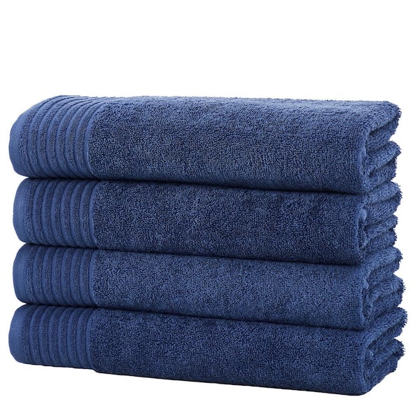 FRESHFOLDS Midnight Blue Featherspun Cotton Ultra Soft 4-Pack Bath Towel Set