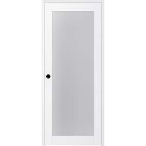 Paola 18 in. x 80 in. Right-Handed 1-Lite Frosted Glass Solid Core Bianco Noble Wood Single Prehung Interior Door