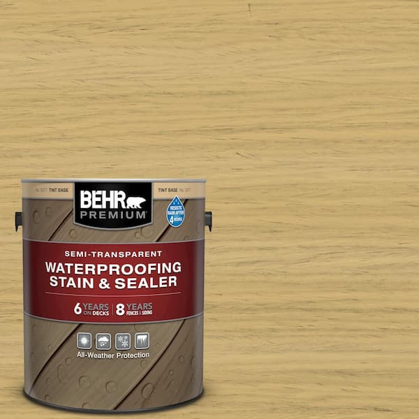BEHR PREMIUM 1 gal. #ST-139 Colonial Yellow Semi-Transparent Waterproofing Exterior Wood Stain and Sealer
