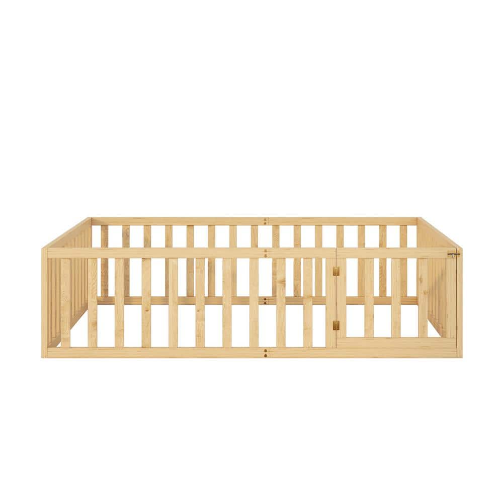 ATHMILE Natural Beige Queen Size Wood Daybed with Fence GZ-B2W20221931 ...