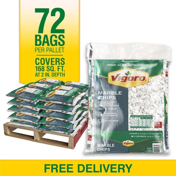 0.4 cu. ft. Medium. 75 in. to 1.75 in Bagged White Marble Chips (72 Bags /28.8 cu. ft. / Pallet)