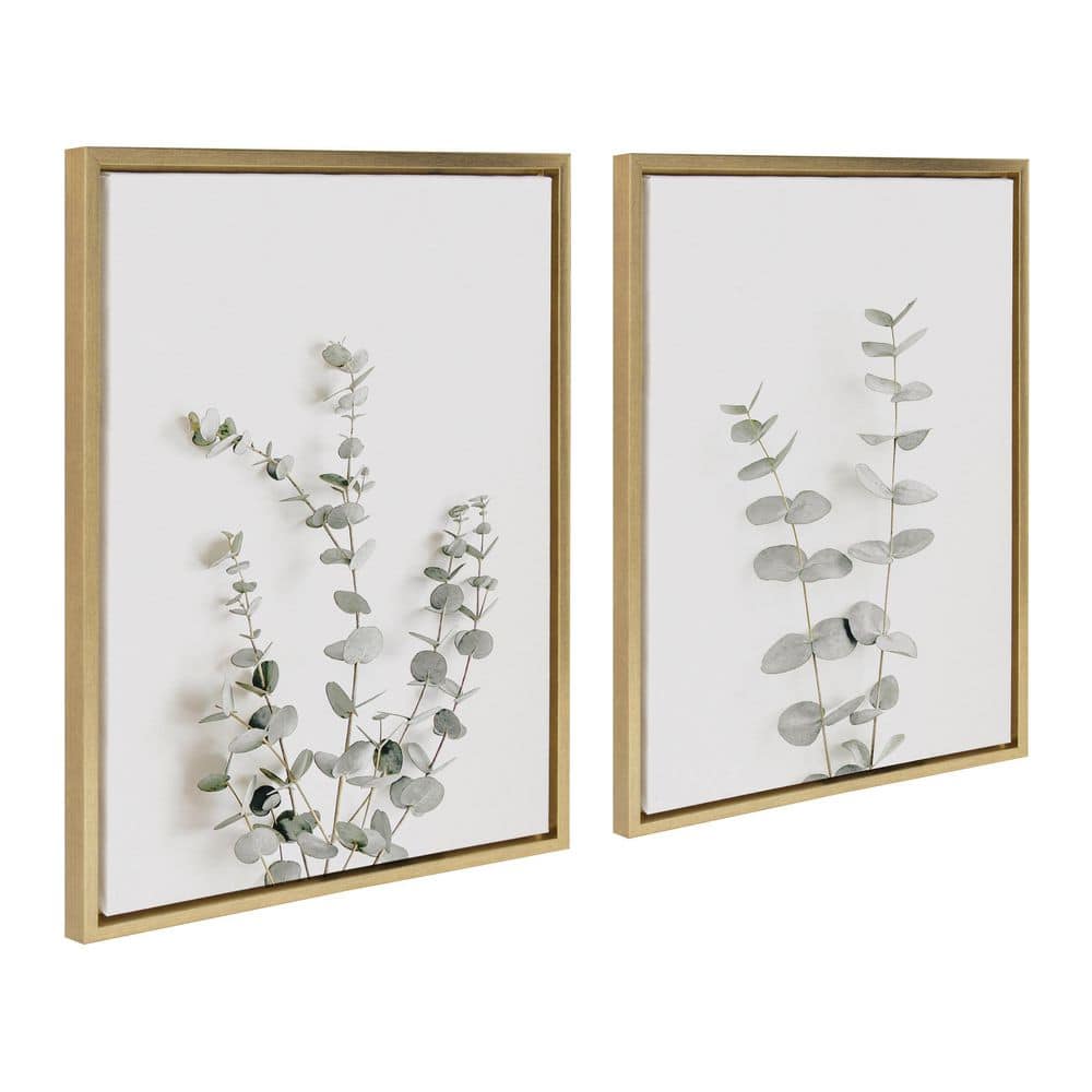 Set of 2 Gold Framed Neutral Botanical Canvas Prints