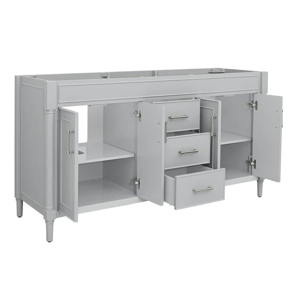 Bristol Light Gray 61'' Double Freestanding Bathroom Vanity