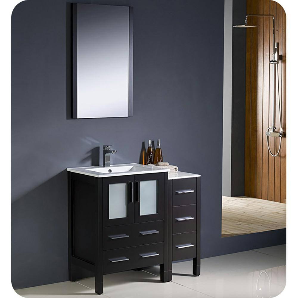 Espresso Engineered Wood Modern Freestanding Bathroom Vanity Base