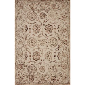 Halle Taupe/Rust 3 ft. 6 in. x 5 ft. 6 in. Traditional Wool Pile Area Rug