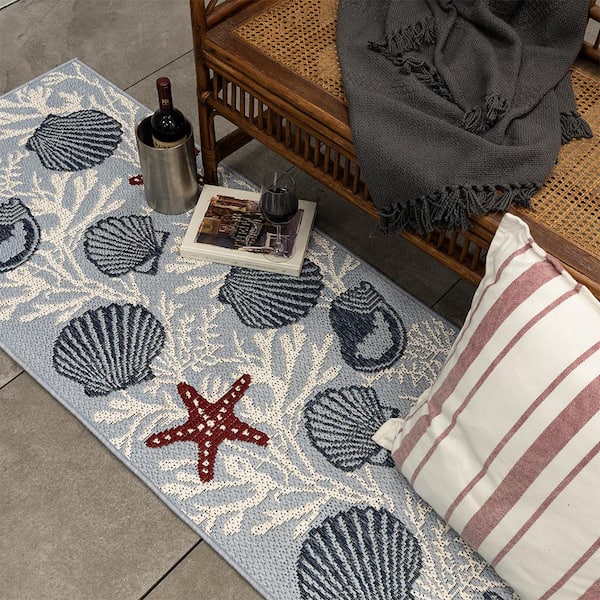 Poolside Sea 2 ft. x 7 ft. Indoor/Outdoor Runner Area Rug