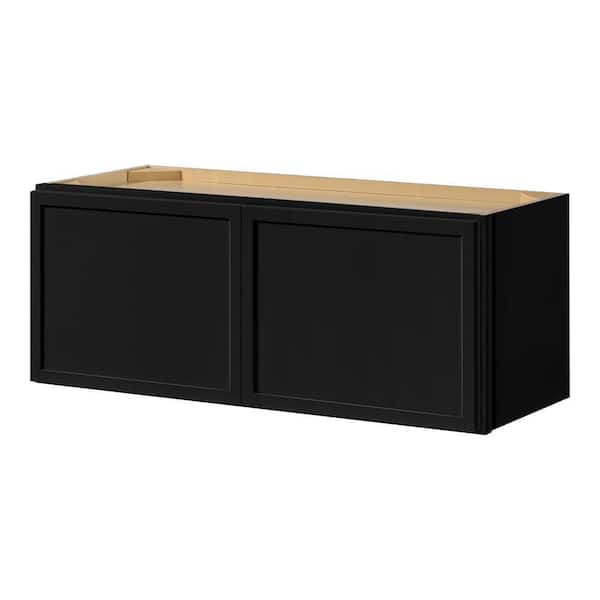 Leyton 30 in. W x 12 in. D x 12 in. H Ready to Assemble Plywood Slim Shaker Wall Bridge Kitchen Cabinet in Raven Black