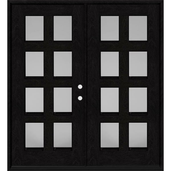 Regency 72 in. x 80 in. 8L Modern Clear Glass LHIS Onyx Stained Fiberglass Double Prehung Front Door with 4 in. Jamb