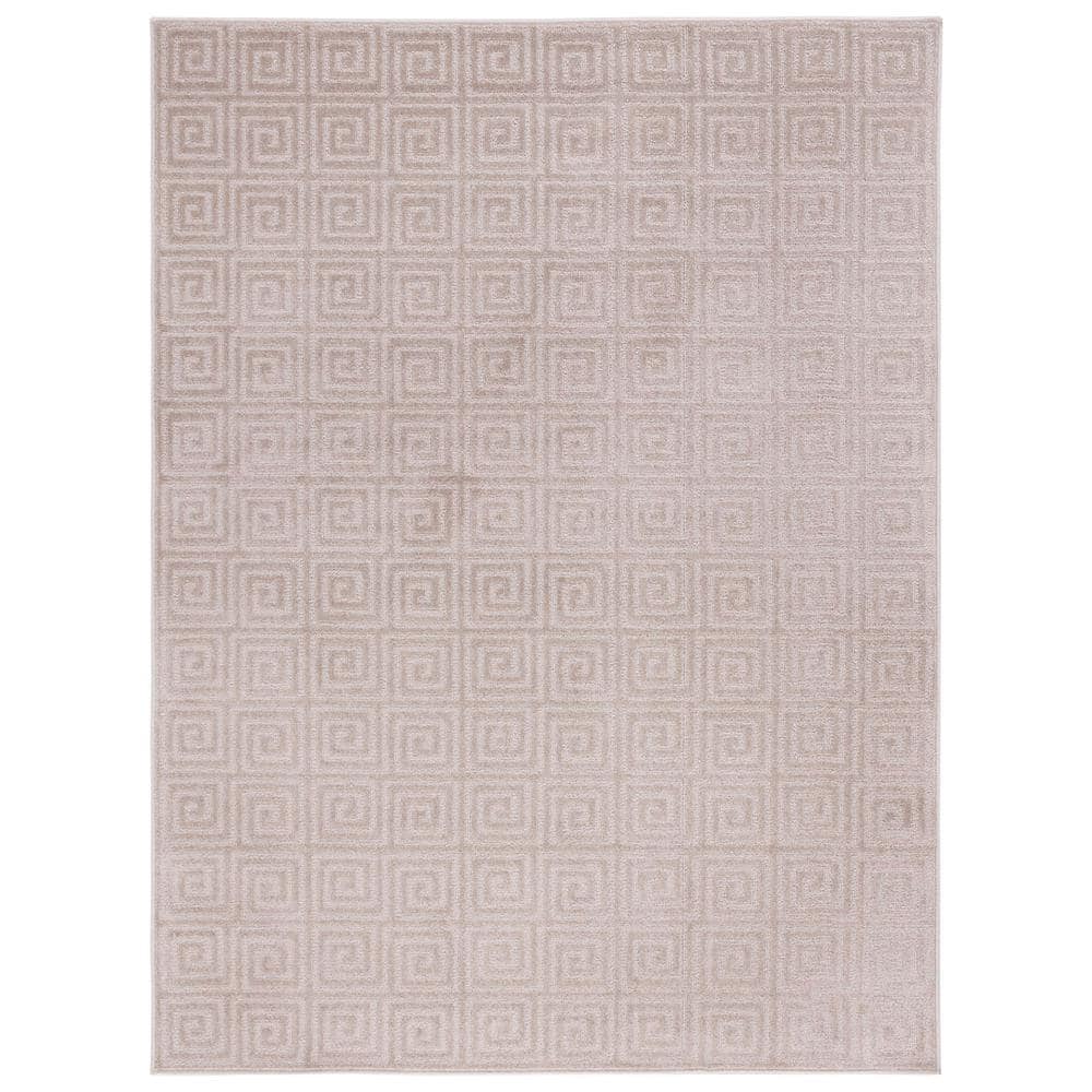 Beige Hand-Knotted Synthetic Rectangular Area Rug
