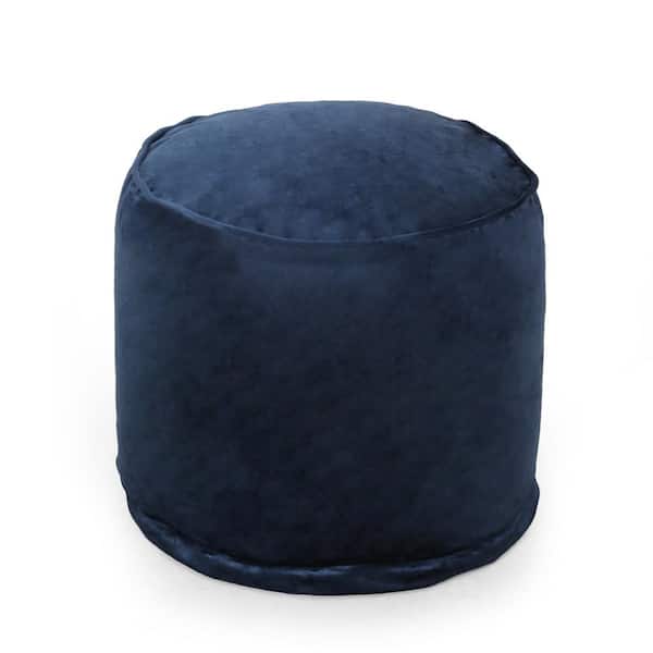 Noble House Beaver 16 in. x 16 in. Velvet Cylinder Pouf in Cobalt Blue