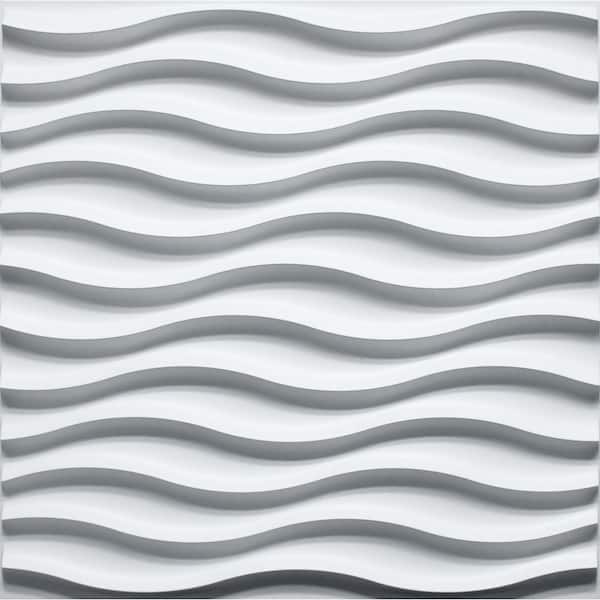 Falkirk Ross 2/25 in. x 19.7 in. x 19.7 in. White PVC Wave 3D Decorative Wall Panel 5-Pack