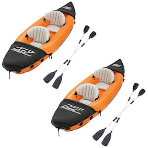 Lite-Rapid X2 10.5 ft. Blue/White Inflatable Kayak Float with Oars (2-Pack)