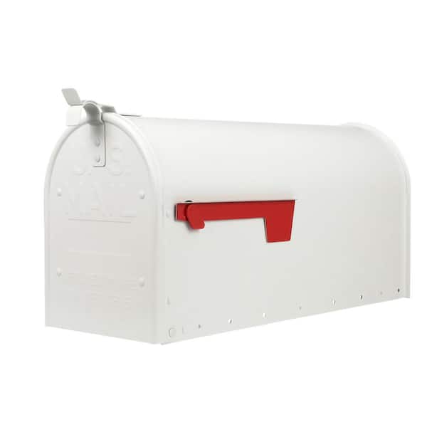 Architectural Mailboxes Admiral Textured White, Large, Aluminum, Post Mount Mailbox