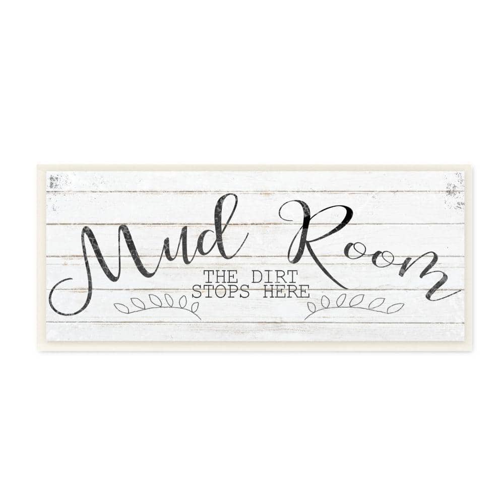 "7 in. x 17 in. "" Mud Room The Dirt Stops Here Typography Black"" by Kimberly Allen Wall Plaque Art" price history on PriceWatchPro