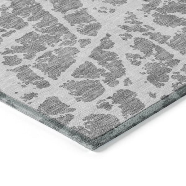 Chantille ACN501 Charcoal 8 ft. x 8 ft. Round Machine Washable Indoor/Outdoor Geometric Area Rug
