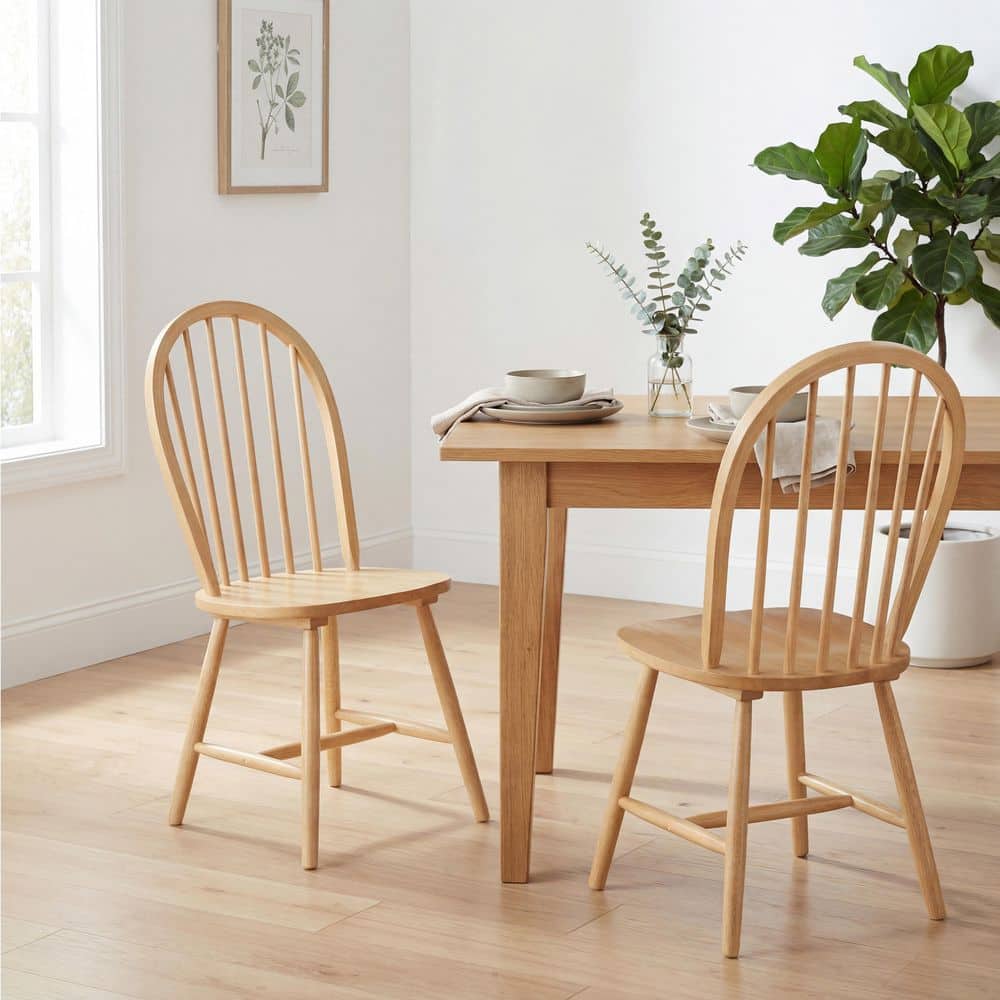 Harper & Bright Designs Natural Color Rubber Wood Armless Spindle
