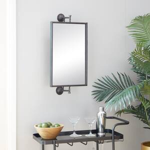 28 in. x 14 in. Dimensional Rectangle Framed Black Wall Mirror