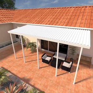 8 ft. x 24 ft. White Aluminum Attached Solid Patio Cover with 5-Posts Maximum Roof Load 30 lbs.