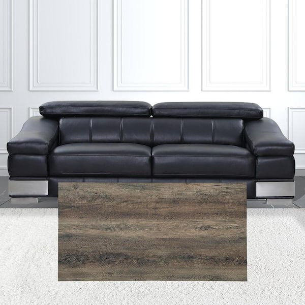 HomeRoots 42 in. GREY Rectangle Wood Coffee Table with Shelves;Storage