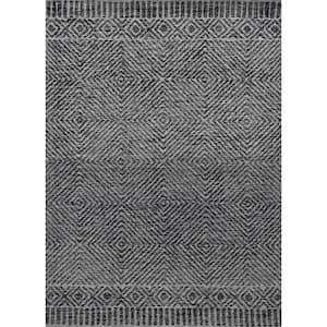 Opal Ivory/Black 8 ft. x 11 ft. Geometric Scandavian Hand-Tufted Wool Area Rug