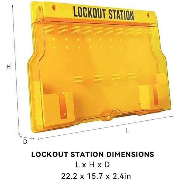 LOTO Safety Board Lockout Tagout Station PC Wall Mount Lock Out Tag Out ...