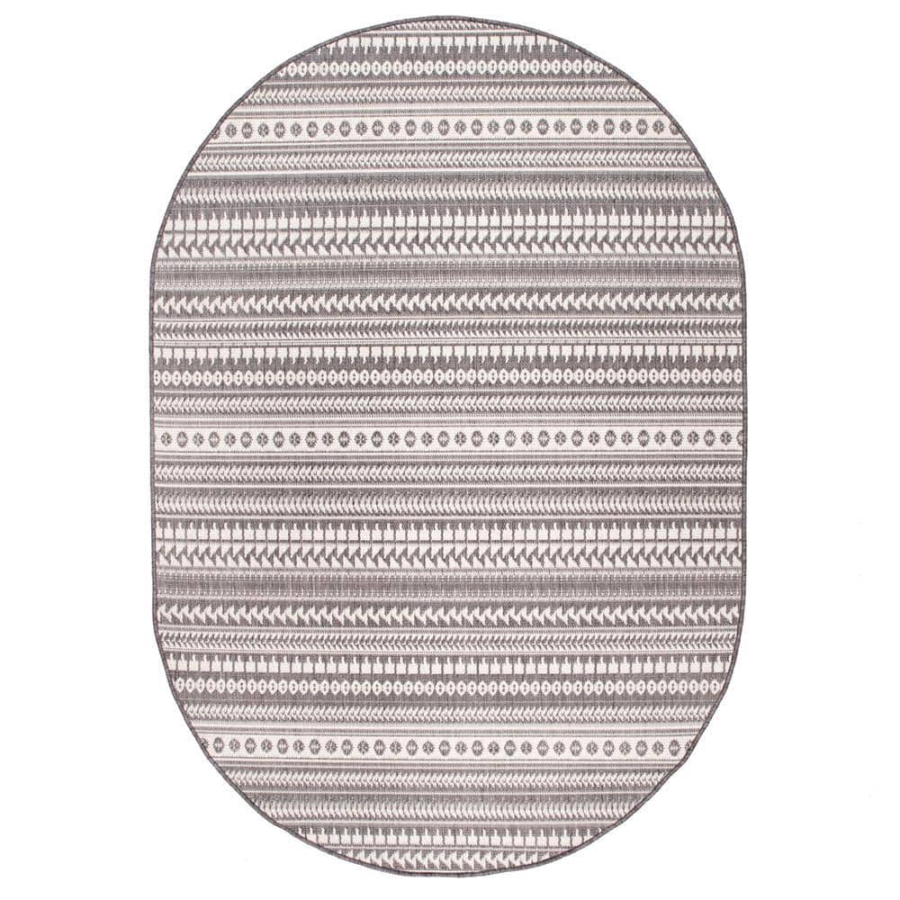 nuLOOM Teofila Gray 5 ft. x 8 ft. Oval Indoor/Outdoor Patio Area Rug ...