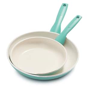 Rio Healthy Ceramic Nonstick 2-Piece 8 in. and 10 in. Frying Pan Skillet Set in Turquoise